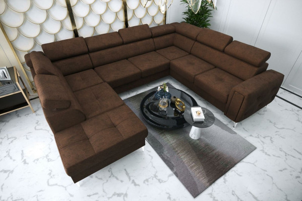 Sofa U-shape Fabric Sofa Couch Living landscape Design Modern Leather Sofas Brown new