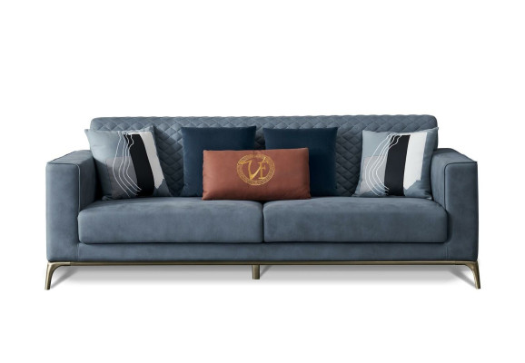 Classic Upholstery Sofas Design Luxury Couch Sofa Textile Couches Blue 3 Seater