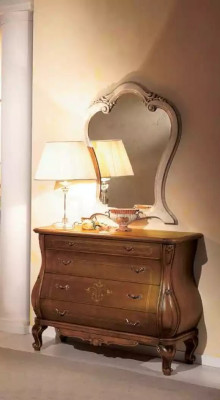 Brown Bedroom Set Bed 2x Bedside tables Chest of drawers Mirror Classic
