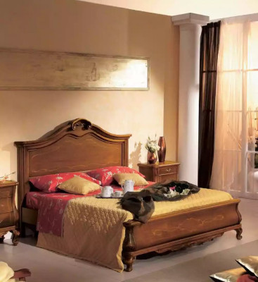 Brown Bedroom Set Bed 2x Bedside tables Chest of drawers Mirror Classic