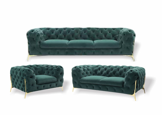 Chesterfield Couch Upholstery Seat Suite 3+1+1 Seater Velvet Designer Couches new