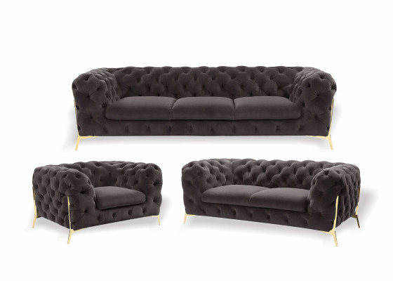 Chesterfield Couch Upholstery Seat Suite 3+1+1 Seater Velvet Designer Couches new
