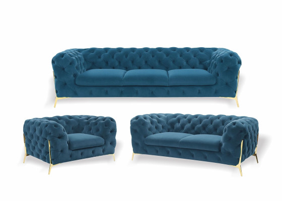 Chesterfield Couch Upholstery Seat Suite 3+1+1 Seater Velvet Designer Couches new