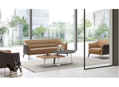 Sofa set Couch Suite 3+1 Designer sofa Coffee table Group Leather