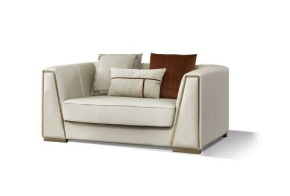 White leather sofa set designer 3+2 seater decorative couch set 2 pieces.