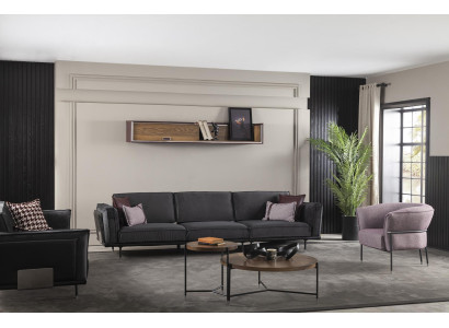 Italian style furniture sofa set gray couch sofa seat cushions loft 3 pieces.