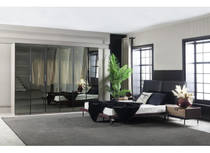 Glass Wardrobe Bedroom Bed Bedside tables 4pcs. Complete set