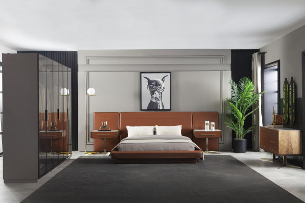 Bedroom Complete Set 5 pieces. Furniture Bed Wardrobe Chest of drawers Bedside tables