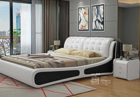 Bed Upholstery Design Luxury Double Beds White 180x200cm Sleep Room Leather