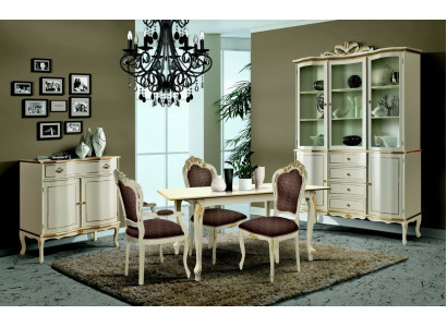 Luxury Dining room Set Suite 6pcs White Wood Furniture Chest of drawers 3x Chair Table