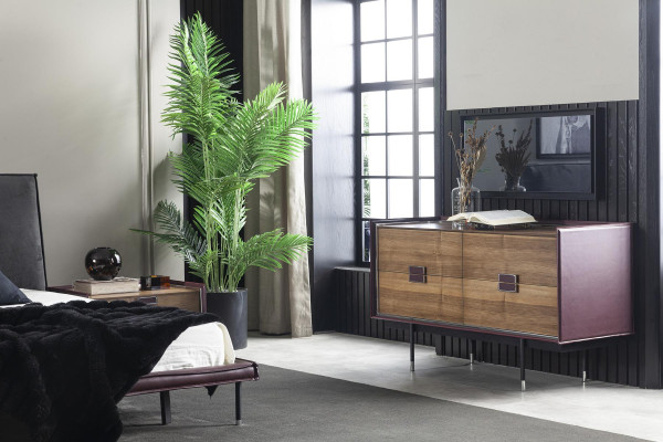 Lilac Sideboard Chest of drawers Wardrobe Wood Shelf 141cm Leather Chests of drawers Furniture