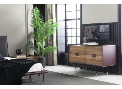 Lilac Sideboard Chest of drawers Wardrobe Wood Shelf 141cm Leather Chests of drawers Furniture