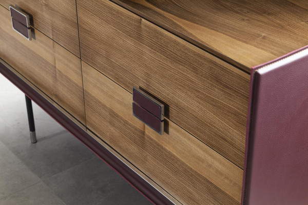 Lilac Sideboard Chest of drawers Wardrobe Wood Shelf 141cm Leather Chests of drawers Furniture