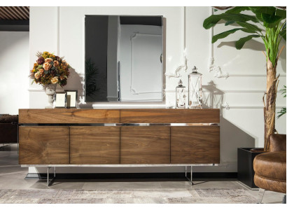Sideboard + Mirror from stainless steel Chest of drawers Storage space Luxurious Practical Lowboard