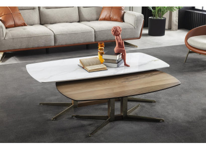 Table Coffee table Set 2x Tables Luxury Furniture Living room Design wooden table 2 pieces.