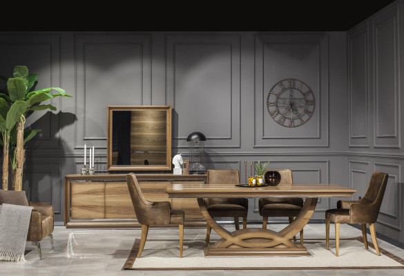Luxury Dining table 207x101cm Table Elegant Dining room Tables Wooden Table Furniture