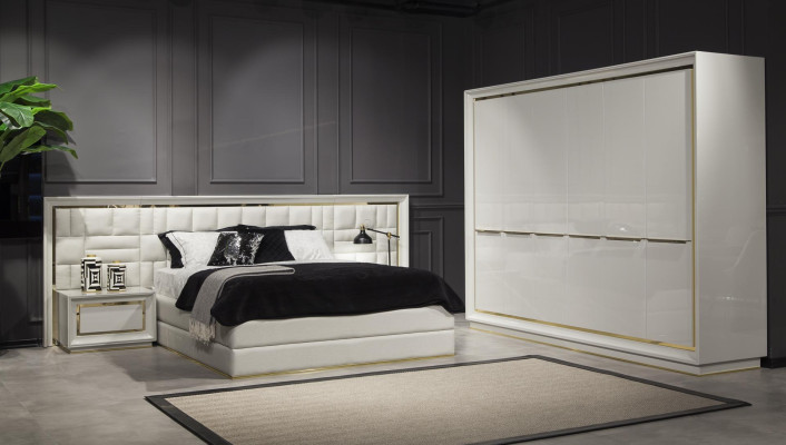 Luxury Furniture Bed 160x200 cm Double bed Furniture modern in White Bed frame e