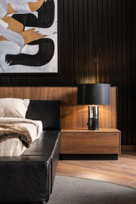 Luxury Bed with Bedside Tables Loft Bedroom Furniture Beds Sets Upholstered