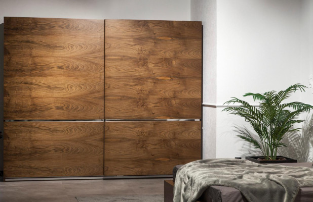 Large Sliding Doors Wardrobe Wardrobe Brown Clothes Cupboard 265cm