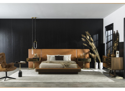 Design Bedroom Bed with two luxury bedside tables Glass Tables Beds Hotel