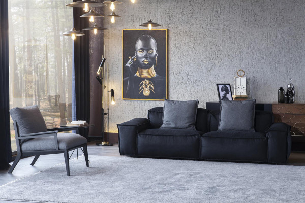 Set 2-piece sofa + armchair medium soft comfortable modern style luxurious new