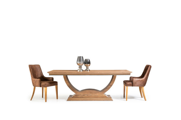 Table Dining table Brown Wood Column Table Dining set with 4 chairs Chair Set