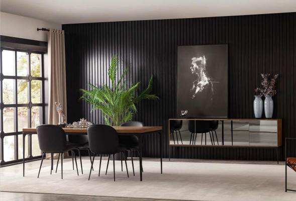 Luxury Dining room Suite Table 4x Armchair Sideboard Sideboard Chair Sets