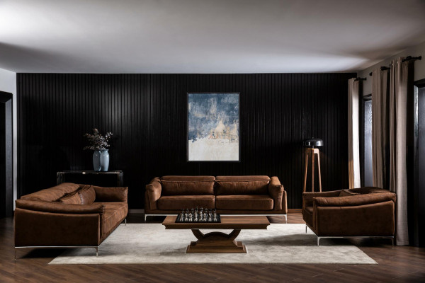 Armchair + Sofa in Brown Modern Style Medium Soft Luxurious Comfortable new