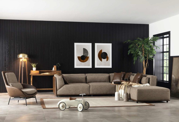 Living landscape Corner sofa Couch Upholstery Furniture Corner suite Sofa Fabric sofa