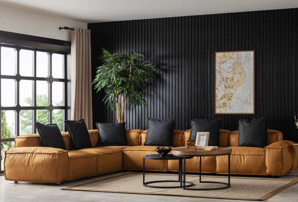 Corner sofa Living landscape Couch Upholstery Furniture Fabric sofa Corner suite Furniture