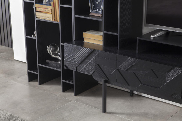 Black wall unit high-quality wardrobe walls luxury extension wall coffee table 2 pieces