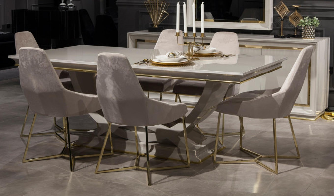 Luxury Dining room Set Dining sets Dining table Furniture Set Table 6 armchair