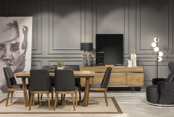 Luxurious dining set for the dining room made of high-quality wood