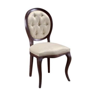 Dark Brown Wood Dining table Classic Leather Chesterfield Chairs Designer 5pcs. set