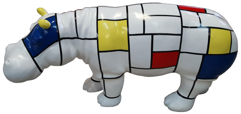 Colorful Abstract Figure Hippo 100 cm Modern Decoration Figures Real Handcraft