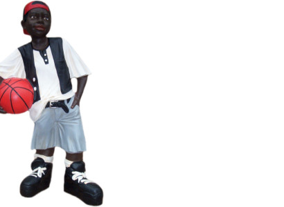 Basketball Boy with Ball Figure Statue Sculpture Figures Sculptures Decoration