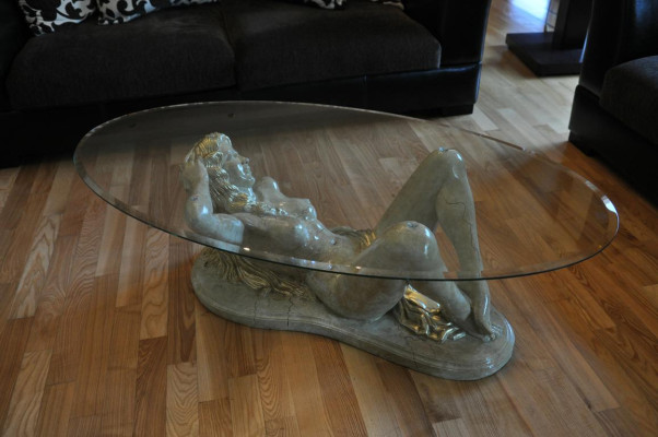 Erotic glass table sculpture figure coffee table table sofa order tables statue