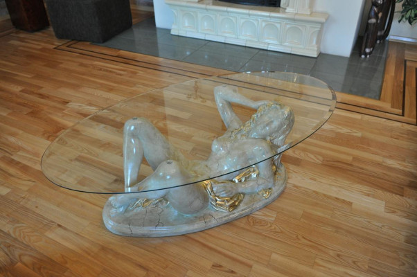Erotic glass table sculpture figure coffee table table sofa order tables statue