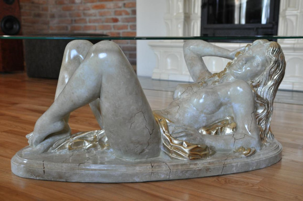 Erotic glass table sculpture figure coffee table table sofa order tables statue