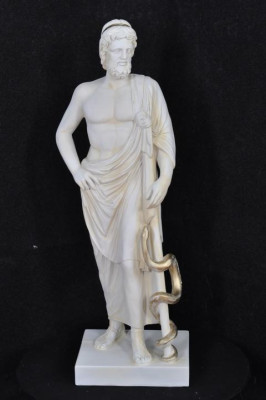 Statue Bust Eskulap with Snake Pharmacy Doctor Sculpture Sculptures Figures 0042