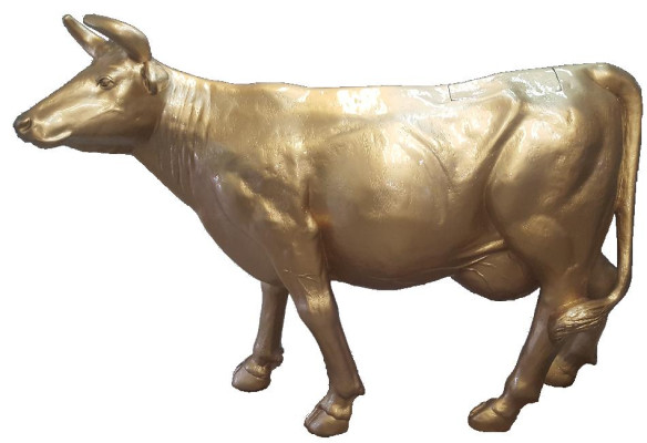 Design Cow Golden Figure Statue Sculpture Figures Sculptures Decoration Abstract