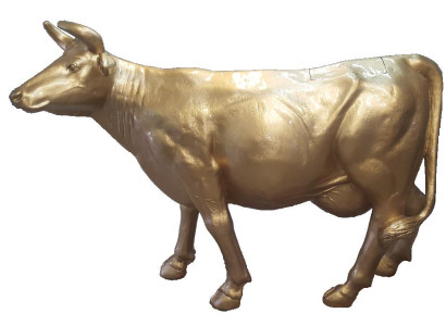 Design Cow Golden Figure Statue Sculpture Figures Sculptures Decoration Abstract