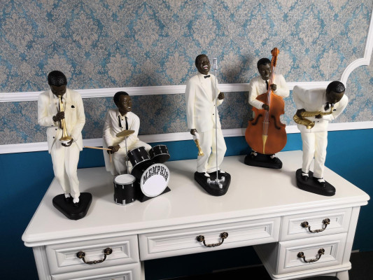 5X DESIGNER SET FIGURE SCULPTURES STATUES MUSICIANS XXL BIG FIGURES STATUE