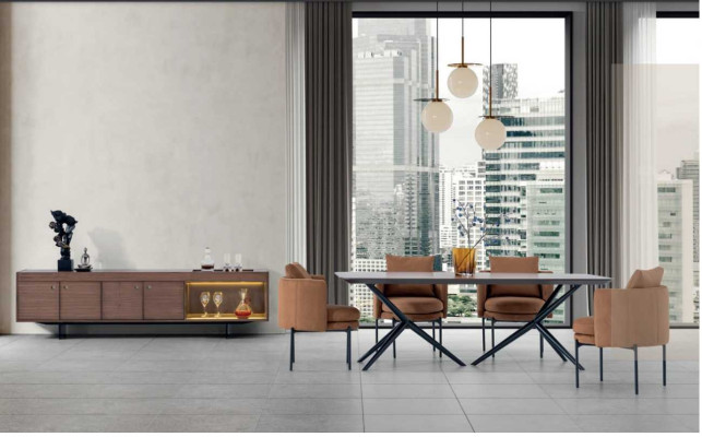 Dining room Modern Set Table 4x Chairs Sideboard Luxury Designer Set