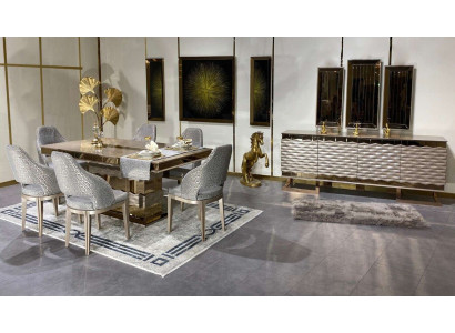 Luxurious Dining room Set Dining table 6x Chairs Sideboard Sideboard Mirror 11 pieces