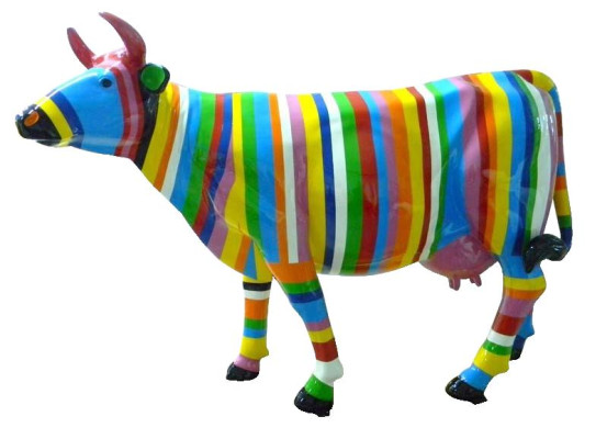Decorative Abstract Hanging Painted Figure Cow Statue Garden Decoration Statues Figures