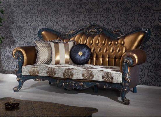 Wilhelminian Furniture Classic Sofa set Couch Chesterfield 3+1+ Table
