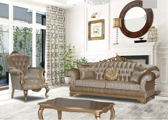 Golden Coffee table Table Side table Coffee table Luxury Wood Design Modern