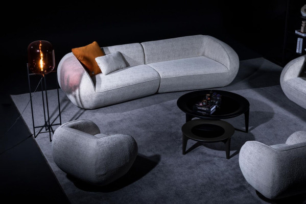 Gray luxury sofa set four seater armchair luxury couches textile furniture
