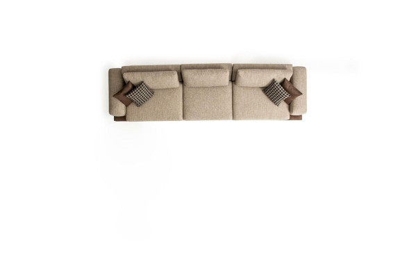 Beige five-seater upholstered sofas sofa textile couch seating furniture living room
